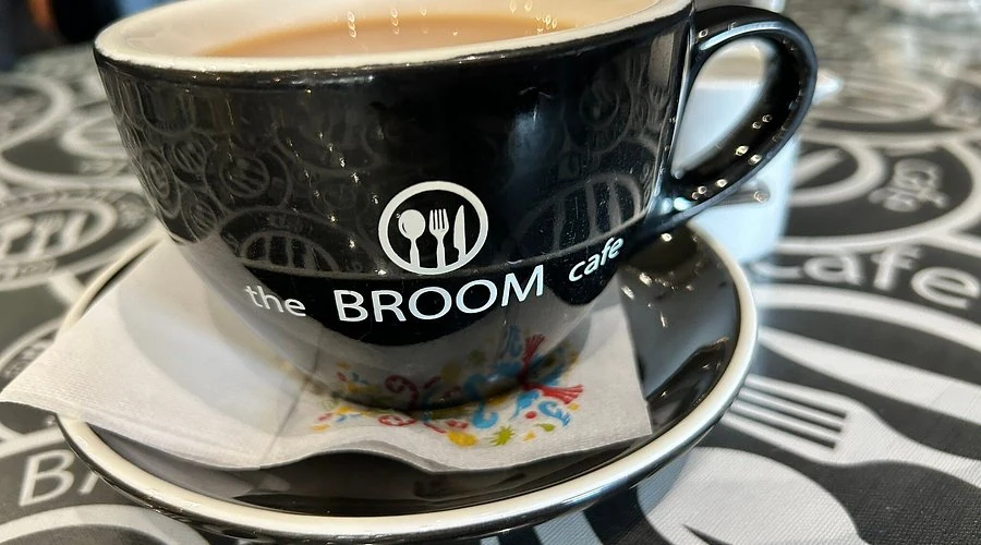 Cup marked The Broom Café